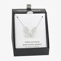 Sparkle Allure Cubic Zirconia Pure Silver Over Brass 16 Inch Link Butterfly Pendant Necklace