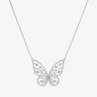 Sparkle Allure Cubic Zirconia Pure Silver Over Brass 16 Inch Link Butterfly Pendant Necklace