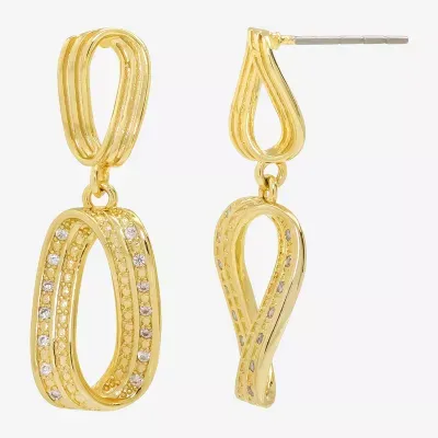 Sparkle Allure Cubic Zirconia 14K Gold Over Brass Drop Earrings