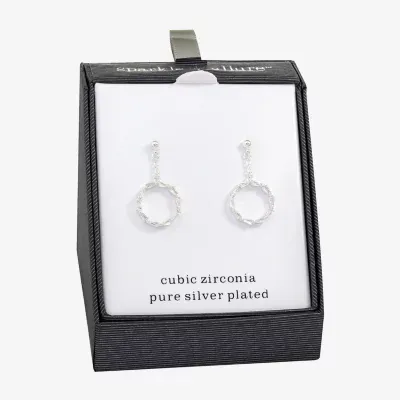 Sparkle Allure Cubic Zirconia Pure Silver Over Brass Round Drop Earrings