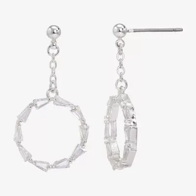 Sparkle Allure Cubic Zirconia Pure Silver Over Brass Round Drop Earrings