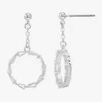 Sparkle Allure Cubic Zirconia Pure Silver Over Brass Round Drop Earrings