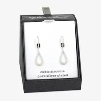 Sparkle Allure Cubic Zirconia Pure Silver Over Brass Pear Drop Earrings