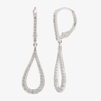 Sparkle Allure Cubic Zirconia Pure Silver Over Brass Pear Drop Earrings