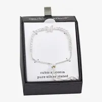 Sparkle Allure Cubic Zirconia Pure Silver Over Brass 6 3/4 Inch Butterfly Tennis Bracelet