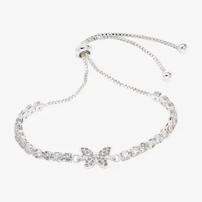 Sparkle Allure Cubic Zirconia Pure Silver Over Brass 6 3/4 Inch Butterfly Tennis Bracelet