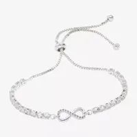 Sparkle Allure Cubic Zirconia Pure Silver Over Brass 6 3/4 Inch Infinity Tennis Bracelet