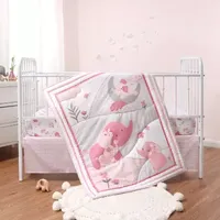 The Peanutshell Pink Elephant 3-pc. Crib Bedding Set