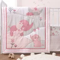 The Peanutshell Pink Elephant 3-pc. Crib Bedding Set