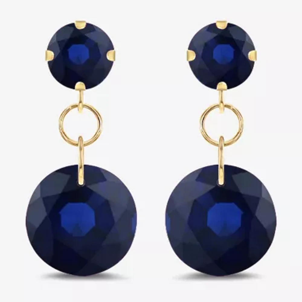 Gemstone 10K Gold Round Drop Earrings