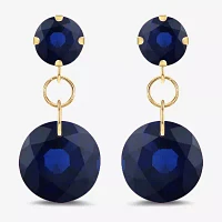 Gemstone 10K Gold Round Drop Earrings