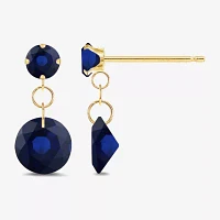 Gemstone 10K Gold Round Drop Earrings