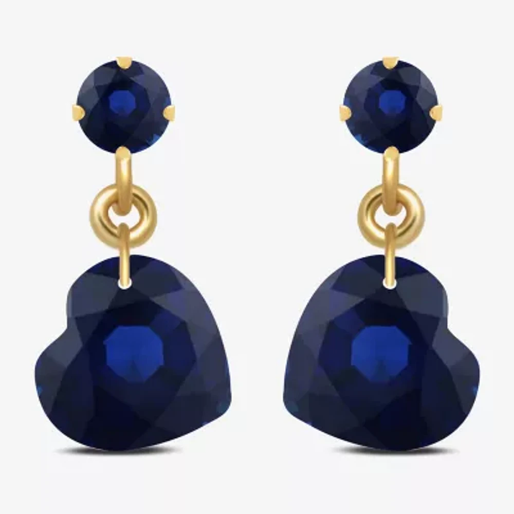 Gemstone 10K Gold Heart Drop Earrings