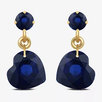 Gemstone 10K Gold Heart Drop Earrings