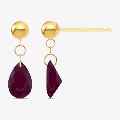 Gemstone 10K Gold Pear Drop Earrings