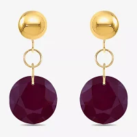 Gemstone 10K Gold Round Drop Earrings