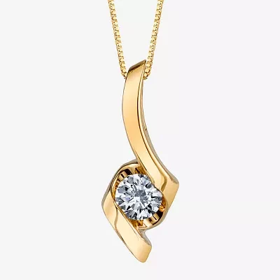 Sirena® 1/8 CT. Natural Diamond Solitaire 14K Yellow Gold Ribbon Pendant Necklace