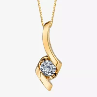 Sirena® 1/8 CT. Natural Diamond Solitaire 14K Yellow Gold Ribbon Pendant Necklace