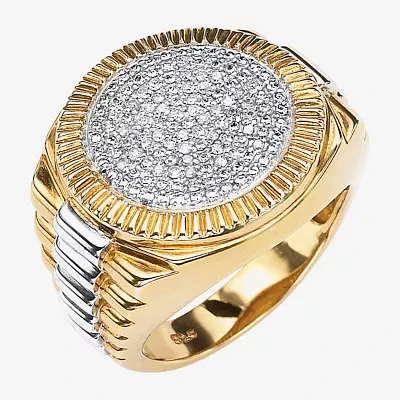 Mens 1/6 CT. T.W. Natural White Diamond 18K Gold Over Silver Fashion Ring