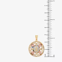 Rene Bargueiras® Crystal 14K Tri-Color Gold Our Lady of Guadalupe Pendant