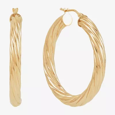 Made in Italy 14K Gold 35mm Round Hoop Earrings