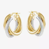 Made in Italy 14K Two Tone Gold 15mm Round Hoop Earrings