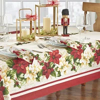 Elrene Home Fashions Red & White Poinsettia Tablecloth