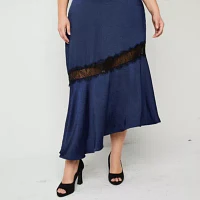 Ryegrass Womens Mid Rise Midi A-Line Skirt-Plus