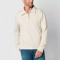 St. John's Bay French Terry Mens Long Sleeve Quarter-Zip Pullover