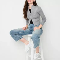 Arizona Juniors Womens Mock Neck Long Sleeve Zipper Cardigan