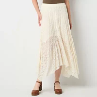 Arizona Womens Mid Rise High Low Flared Skirt-Juniors