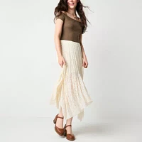 Arizona Womens Mid Rise High Low Flared Skirt-Juniors