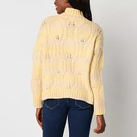 a.n.a Womens Mock Neck Long Sleeve Striped Pullover Sweater