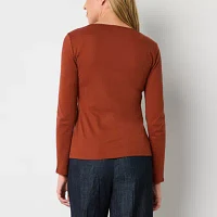 Liz Claiborne Womens Crew Neck Long Sleeve T-Shirt