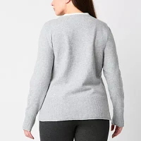 Stylus Womens Crew Neck Long Sleeve Pullover Sweater