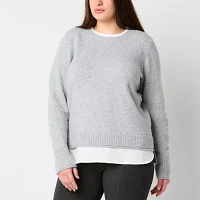 Stylus Womens Crew Neck Long Sleeve Pullover Sweater