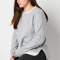 Stylus Womens Crew Neck Long Sleeve Pullover Sweater