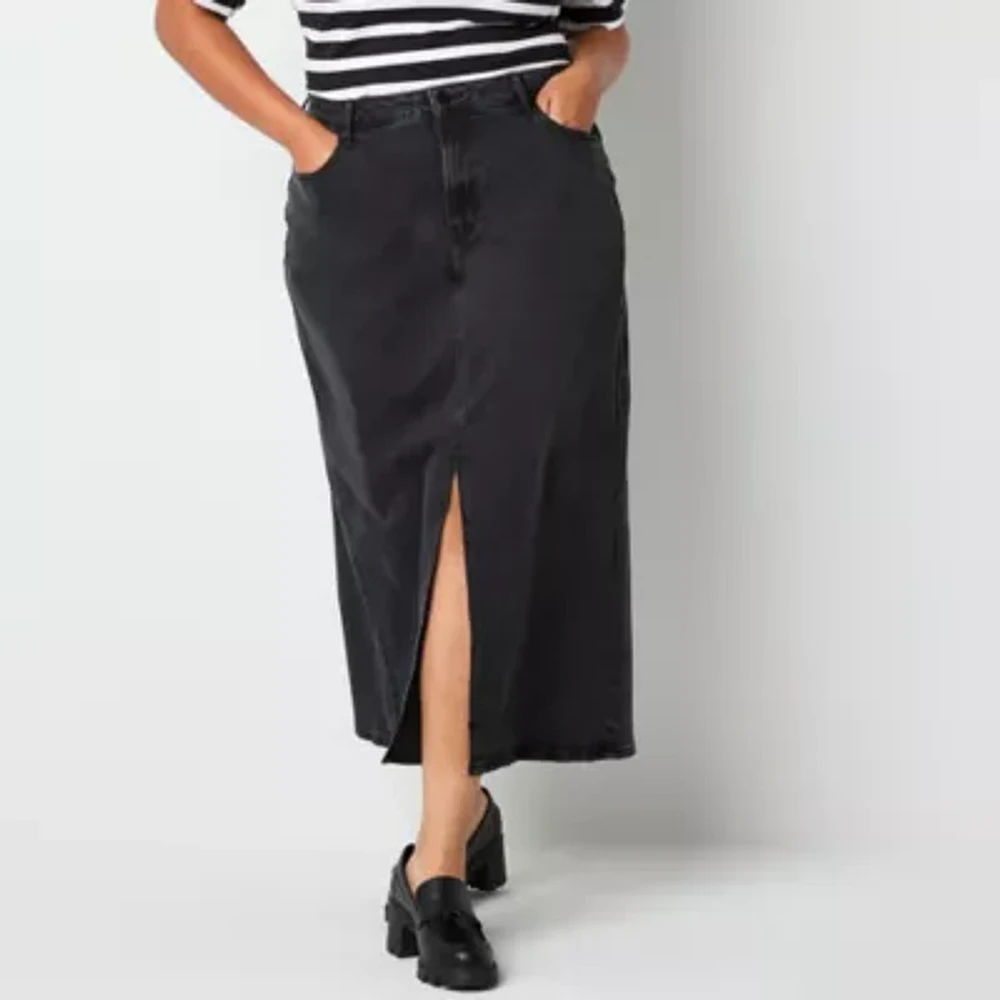 a.n.a Denim Womens High Rise Maxi Skirt - Plus