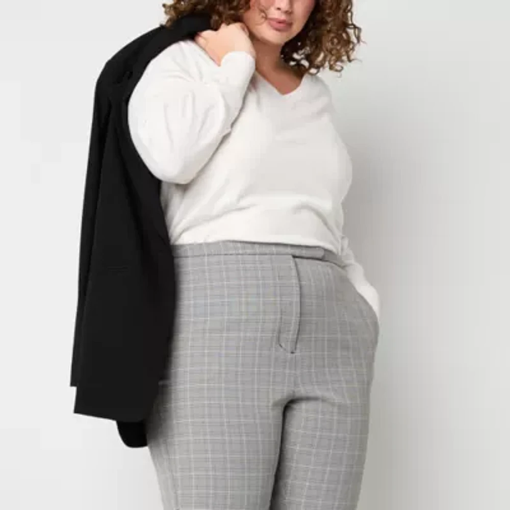 Worthington Plus Womens Mid Rise Slim Fit Ankle Pant