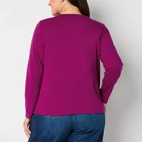 Liz Claiborne Womens Plus Crew Neck Long Sleeve T-Shirt