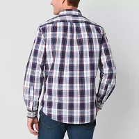 U.S. Polo Assn. Poplin Mens Classic Fit Long Sleeve Plaid Button-Down Shirt