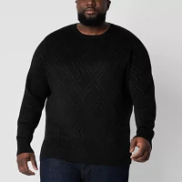 Shaquille O'Neal XLG Lurex Big and Tall Mens Long Sleeve Pullover Sweater