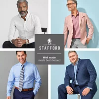 Stafford Magna Ready® Mens Regular Fit Easy-on + Easy-off Sensory Friendly Adaptive Stretch Fabric Wrinkle Free Long Sleeve Dress Shirt