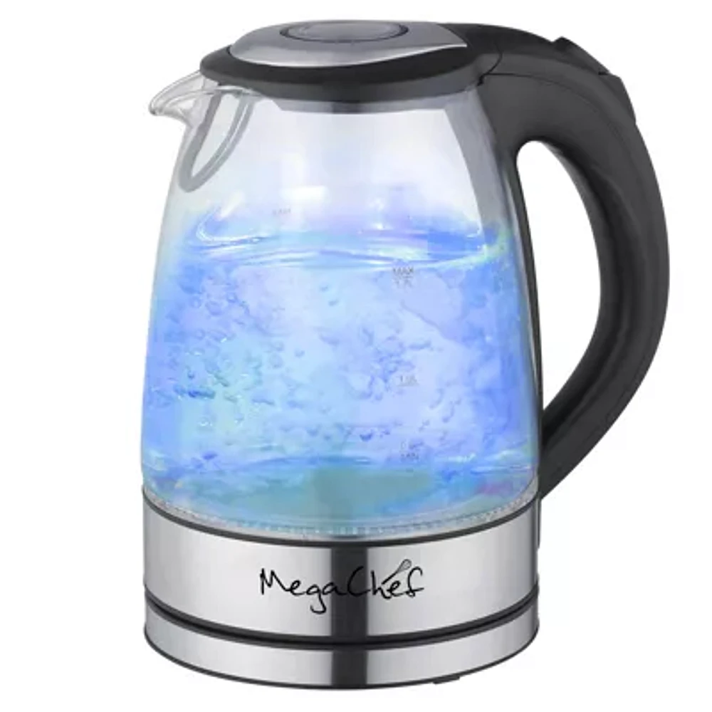 Megachef 1.7lt. Glass And Stainless Steel Electric Tea Kettle