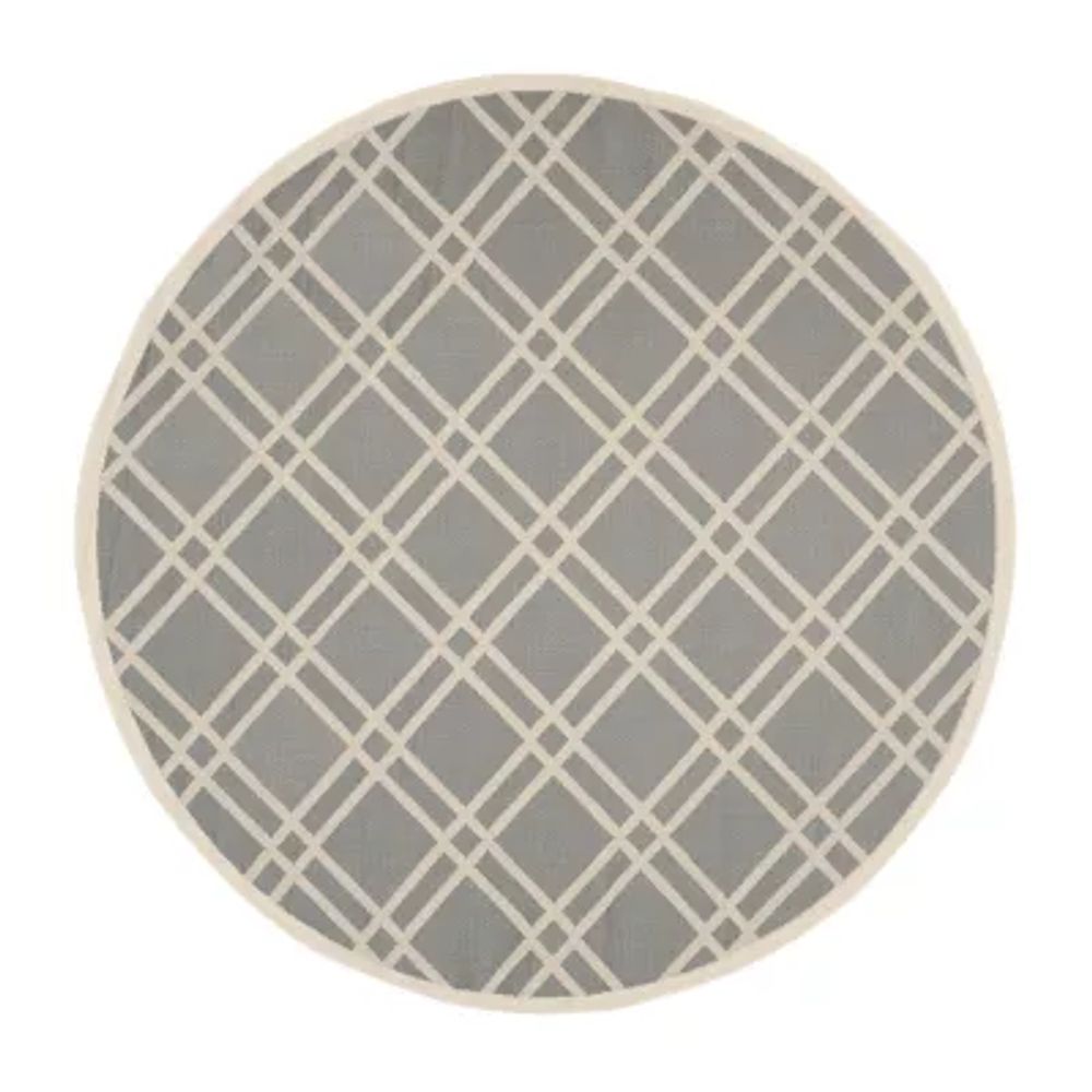 Safavieh Courtyard Collection Hannah Geometric Indoor/Outdoor Round Area Rug