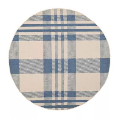 Safavieh Courtyard Collection Cori Plaid Indoor/Outdoor Round Area Rug