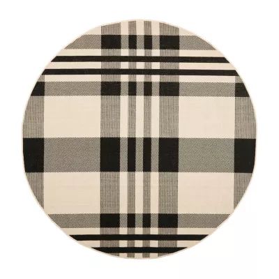 Safavieh Courtyard Collection Cori Plaid Indoor/Outdoor Round Area Rug