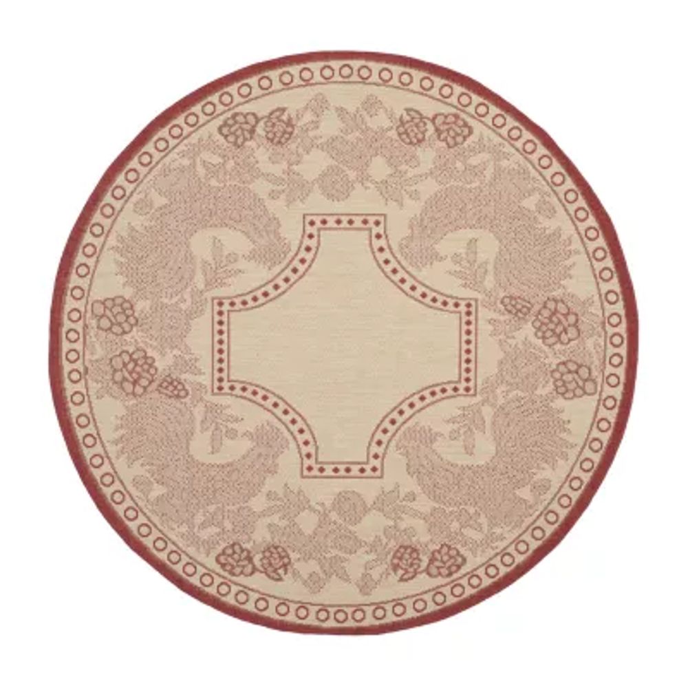 Safavieh Courtyard Collection Kestrel Oriental Indoor/Outdoor Round Area Rug
