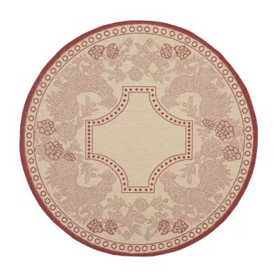 Safavieh Courtyard Collection Kestrel Oriental Indoor/Outdoor Round Area Rug