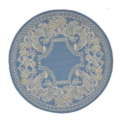 Safavieh Courtyard Collection Kestrel Oriental Indoor/Outdoor Round Area Rug